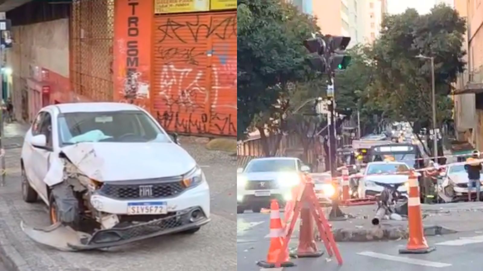Motorista de aplicativo embriagado provoca capotamento ao colidir com semáforo em BH; assista ao VÍDEO